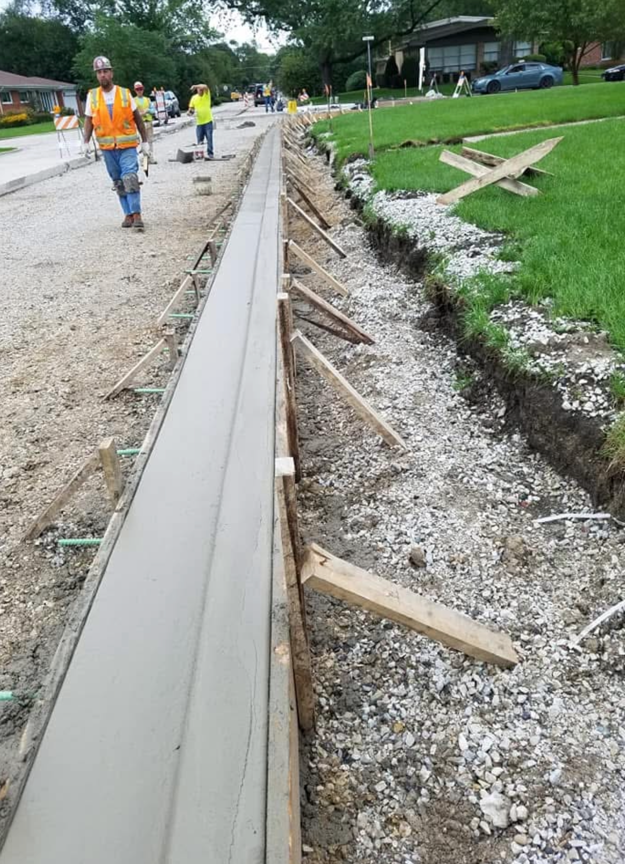 Concrete curb completed by J&E Concrete Services